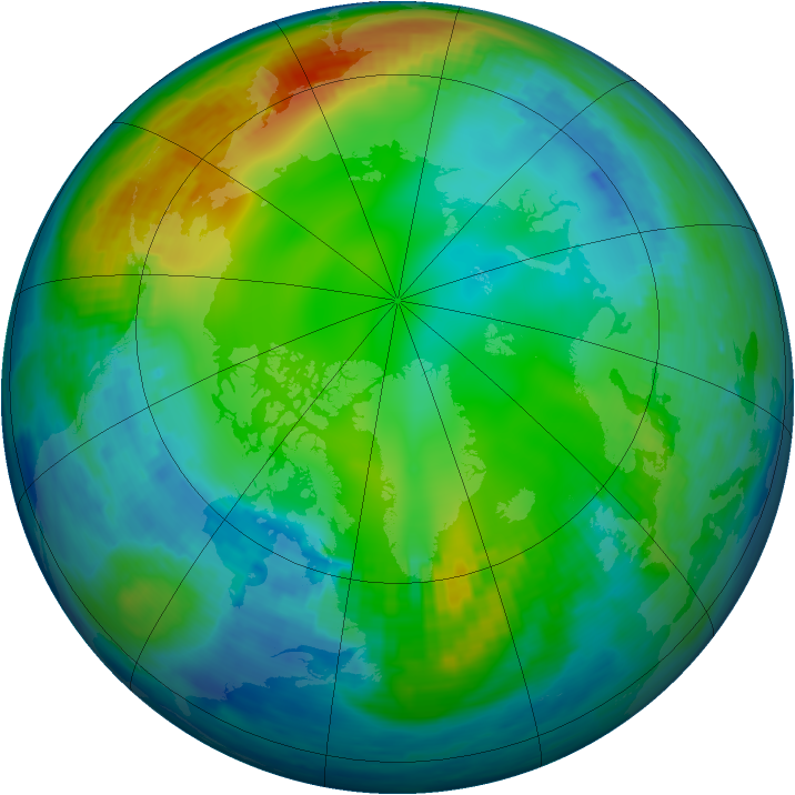 Arctic ozone map for 27 November 1993
